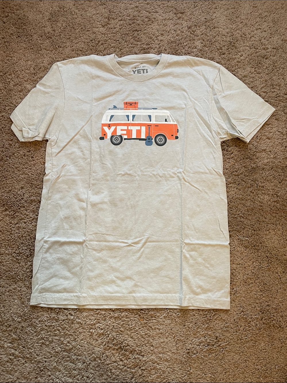 Yeti Cream Short-Sleeve Tee with Orange & Blue Van Graphic